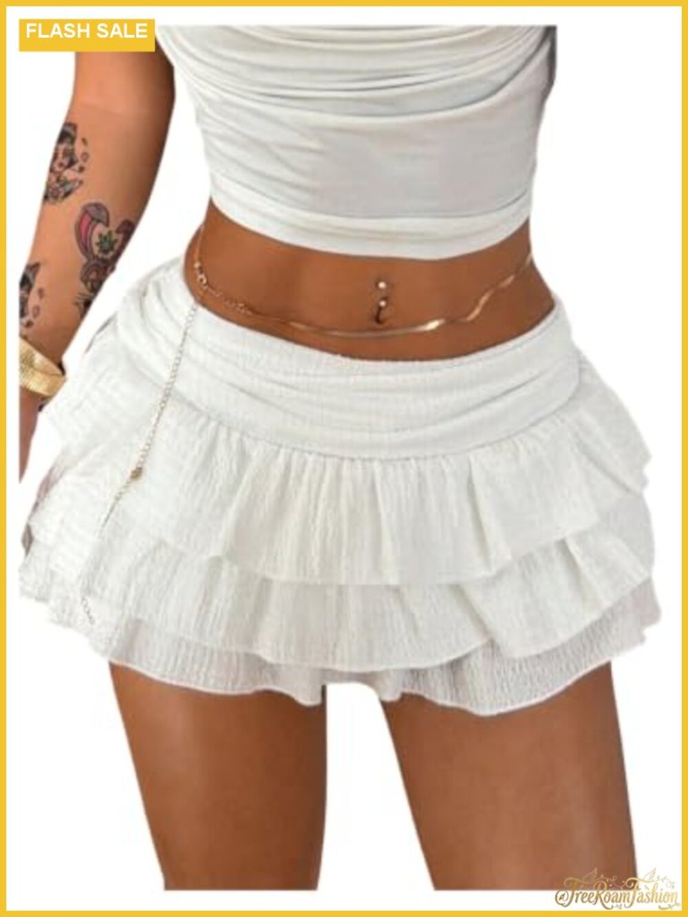 Women's Y2K Ruffle Tiered Low Rise Mini Skirt Party Rave Outfit